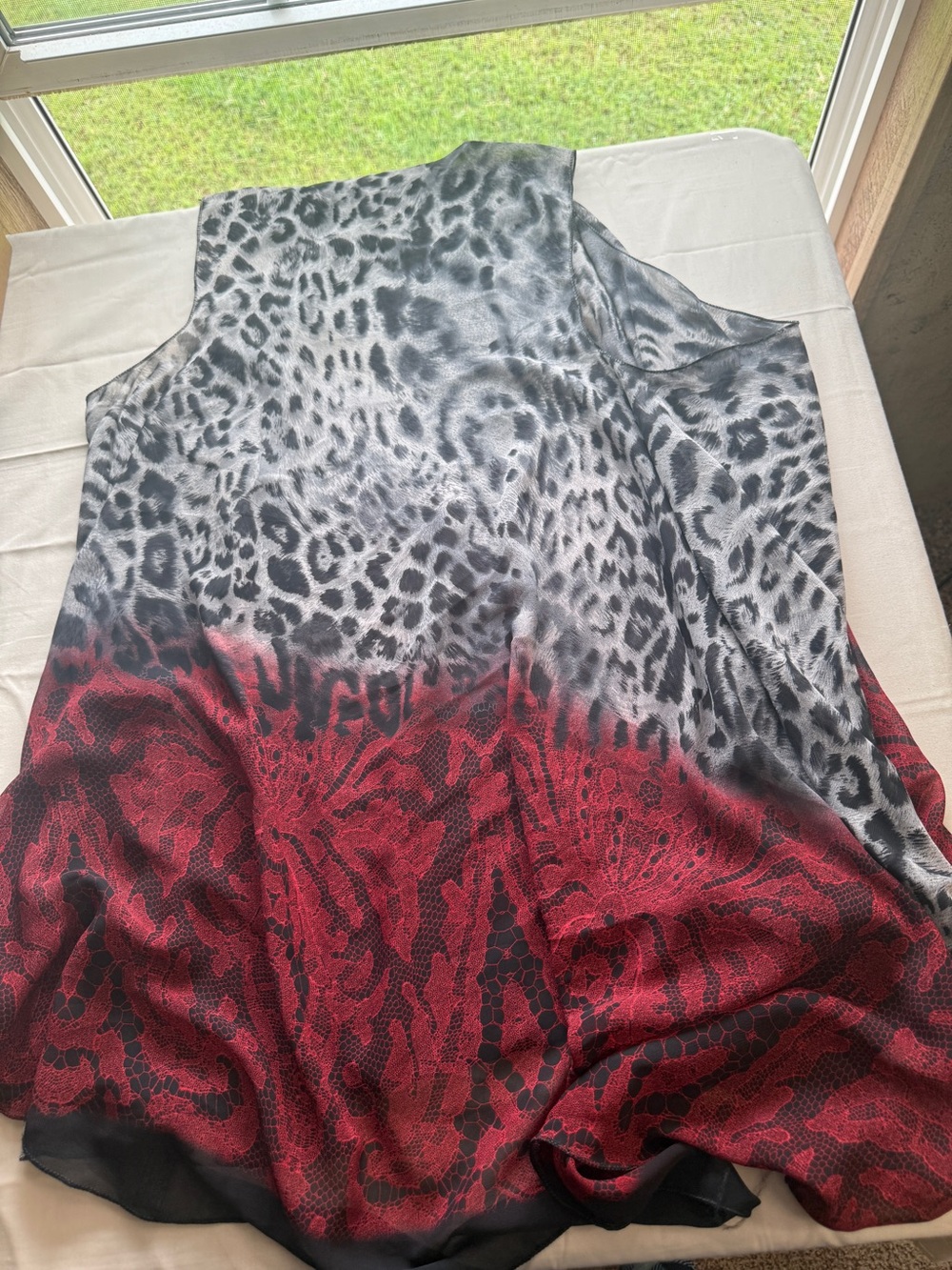 Women's Animal Print Ombre Scarf Wrap - Red and Gray